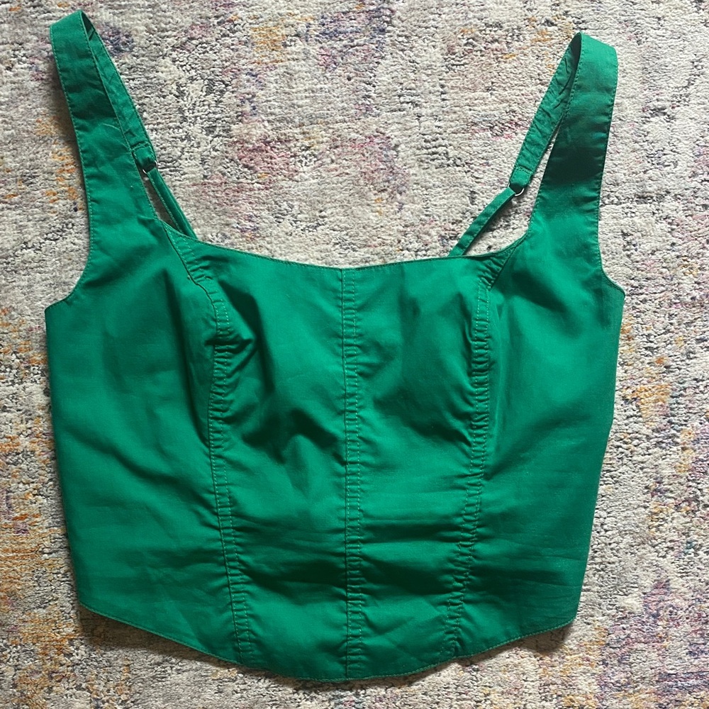 Abercrombie & Fitch Emerald Green Corset-Style Crop Tank